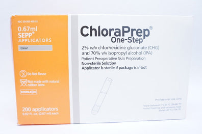 CareFusion 260449 ChloraPrep SEPP Applicators 0.67ml 0.02fl. oz. (x) - Box of 122